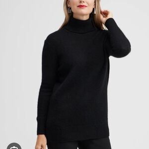 Chicos 100% Cashmere Wool Turtleneck Sweater Black